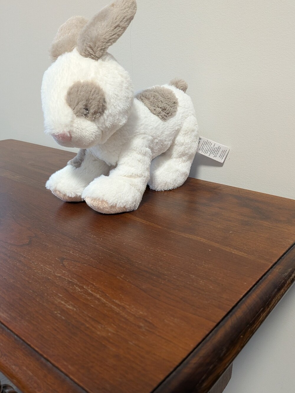 Carters White Bunny Rabbit Plush 9" Patches Taupe Spot On Eye  #67297 2016 Lovey